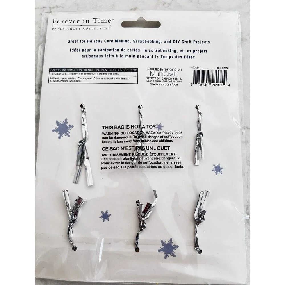 Gold and Silver Glitter Miniature Decorative Tie-On Christmas Bows - 12 Count
